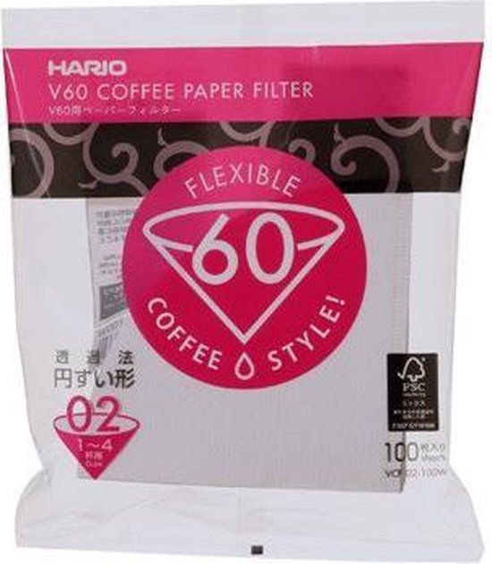 Hario Koffiefilters V60 02 - Wit (100 stuks)